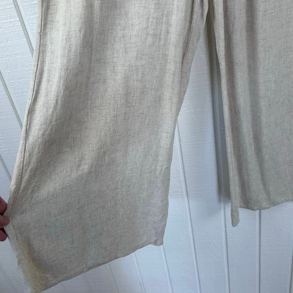 Fashion Nova Beige Cotton Wide Leg Drawstring Pants Women XL Elastic Waist Boho - Picture 3 of 8